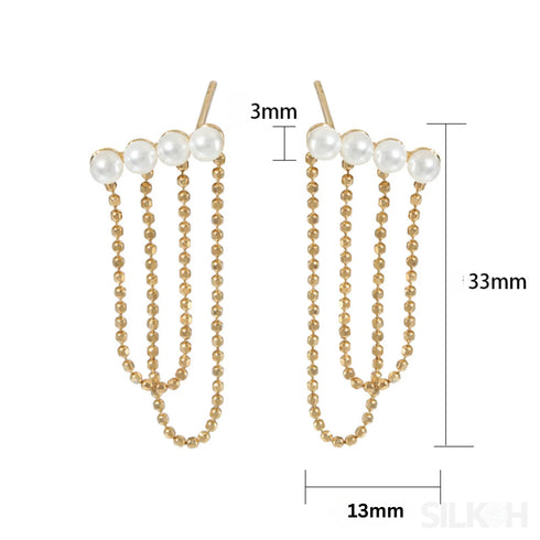 18k Gold Plated Sterling Silver Pearl Tassel Earrings Kay